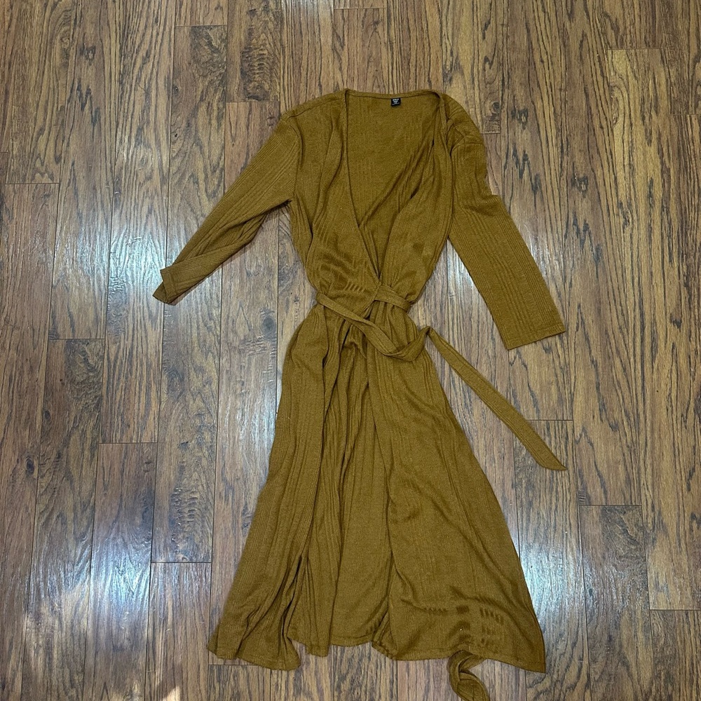 Elegant Mustard Rust Colored Wrap Dress